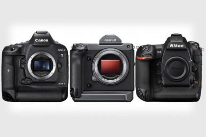 So sánh kích thước Fujifilm GFX 100 với Canon 1D X Mark II và Nikon D5