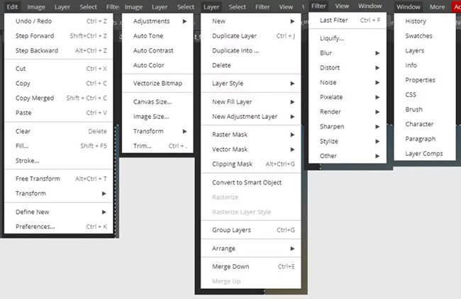 photopea menu