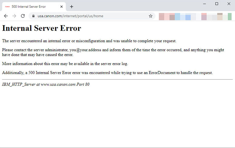internal server error